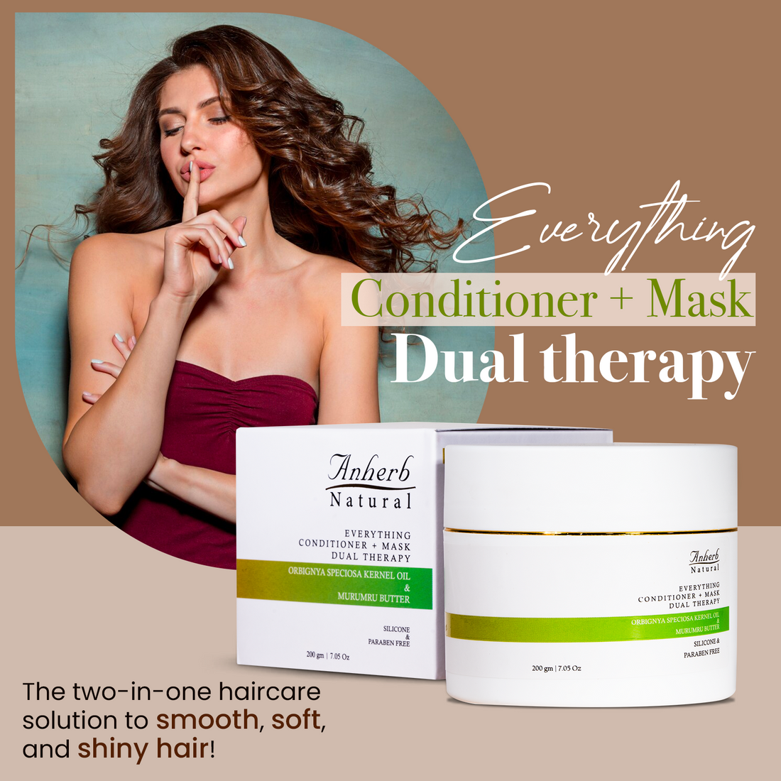 Anherb Natural Everything Conditioner &amp; Mask- 200 Gm | Orbignya Speciosa Kernel Oil